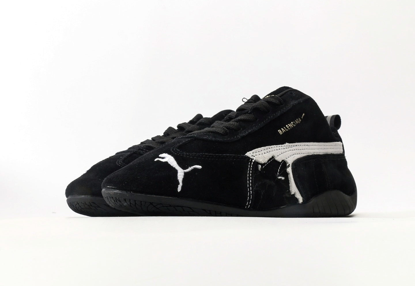Balenciaga x Puma Speedcat Suede Distressed Black White