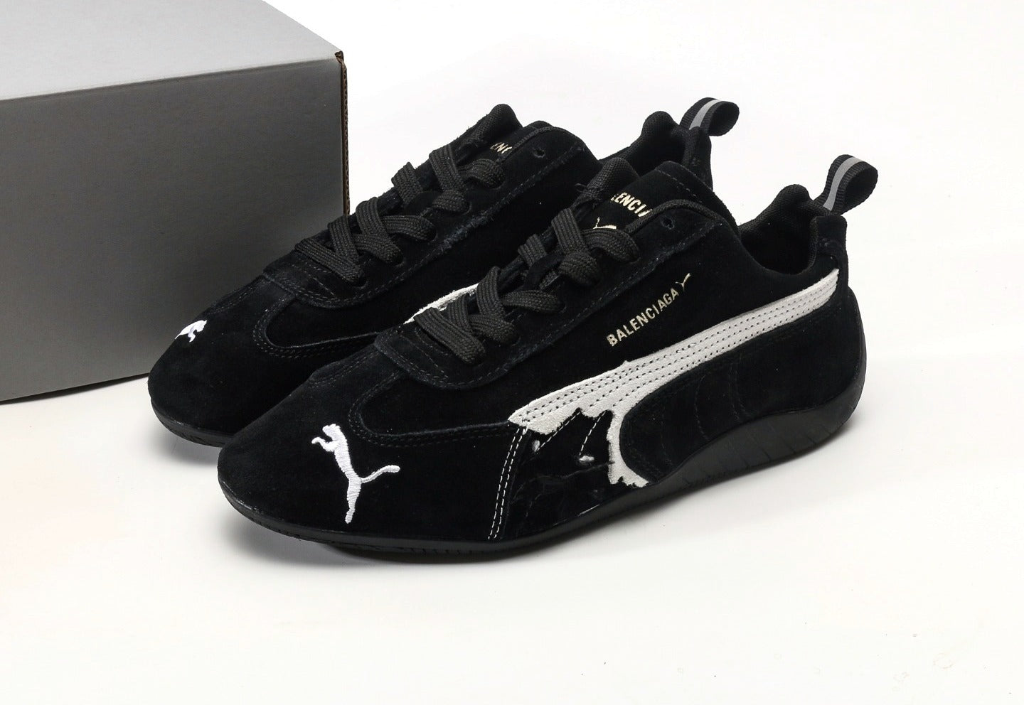 Balenciaga x Puma Speedcat Suede Distressed Black White