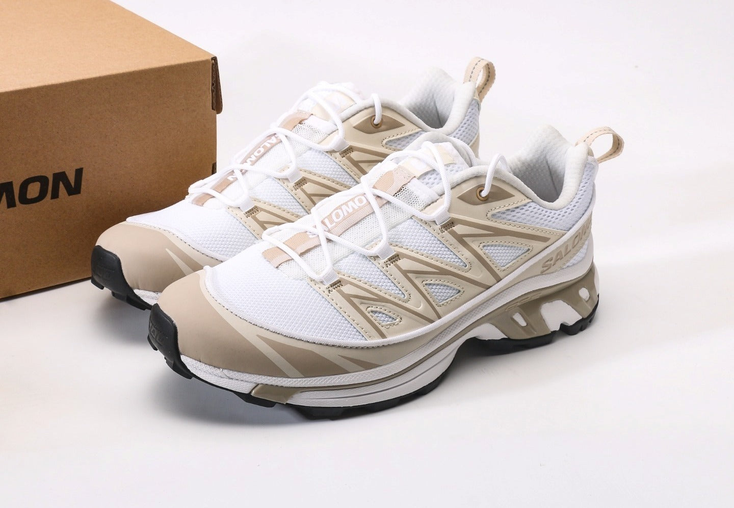 Salomon XT-6 Expanse in White, Rainy Day, & Oxford Tan