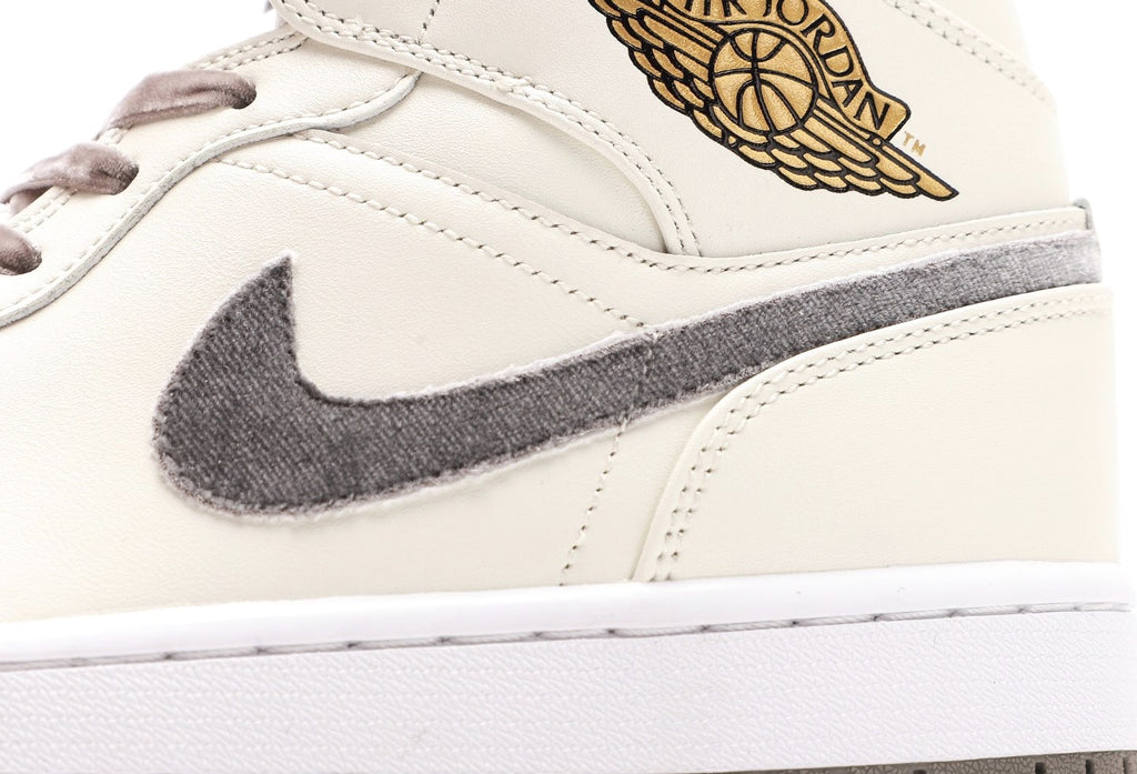 Air Jordan 1 Mid GS "Grey Velvet Toe"