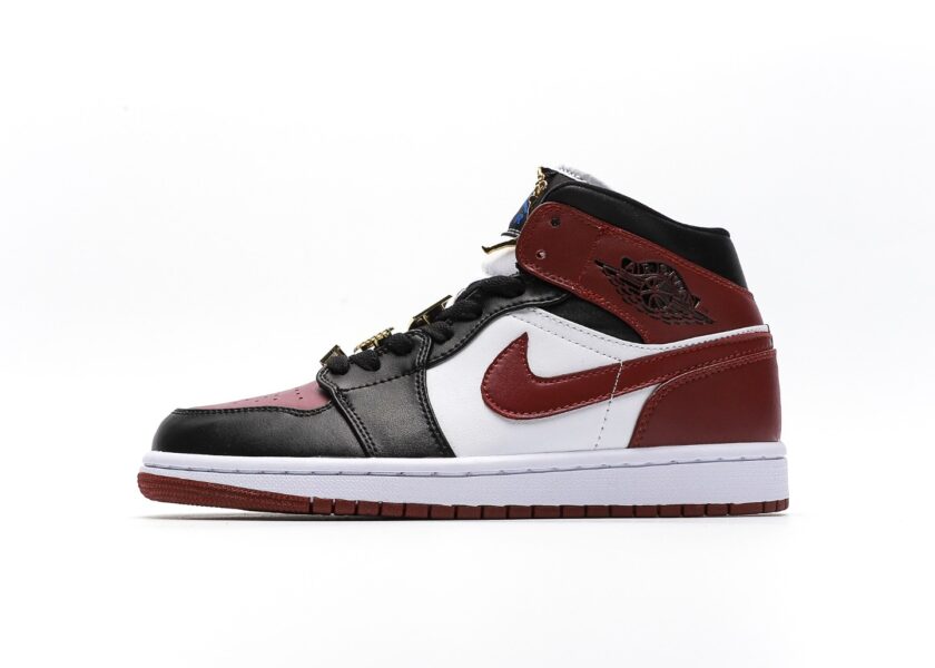 Air Jordan 1 Mid WMNS Maroon Black Gold