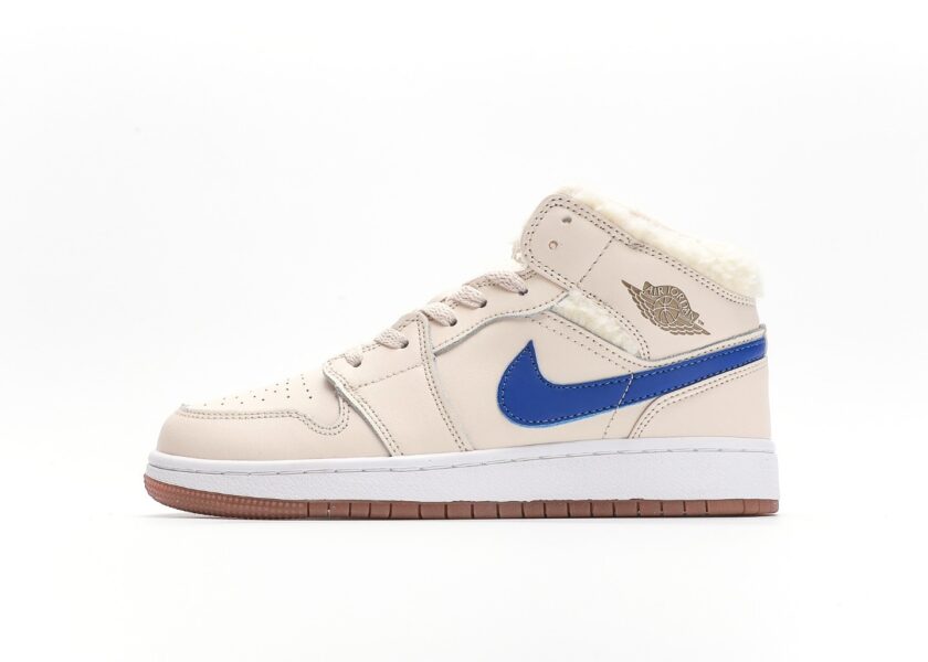 Air Jordan 1 Mid GS Fleece Pearl White