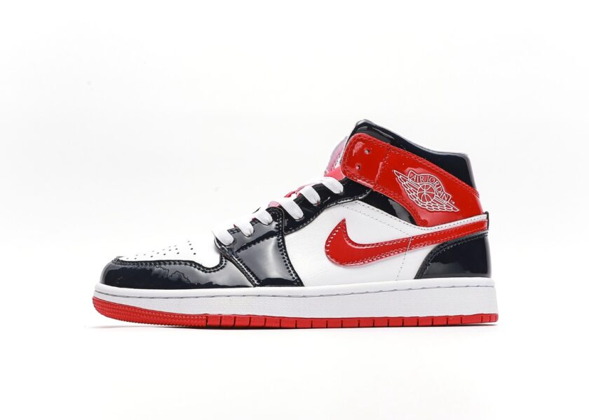 Air Jordan 1 Mid Patent Leather Navy Orange