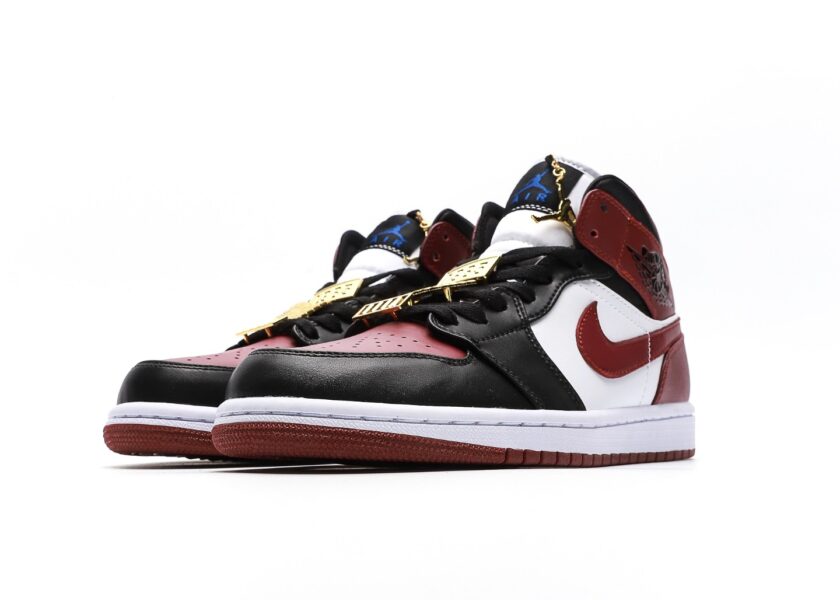 Air Jordan 1 Mid WMNS Maroon Black Gold - Image 5