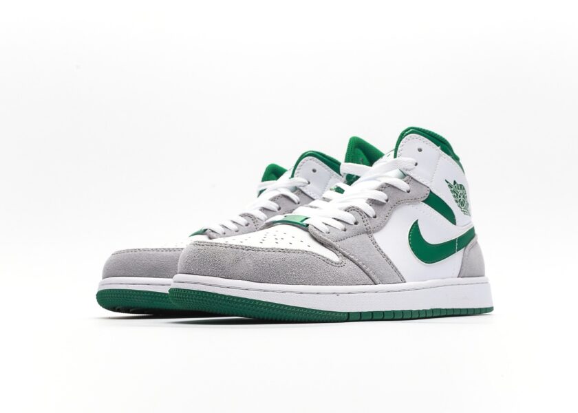 Air Jordan 1 Mid White Green Grey - Image 5