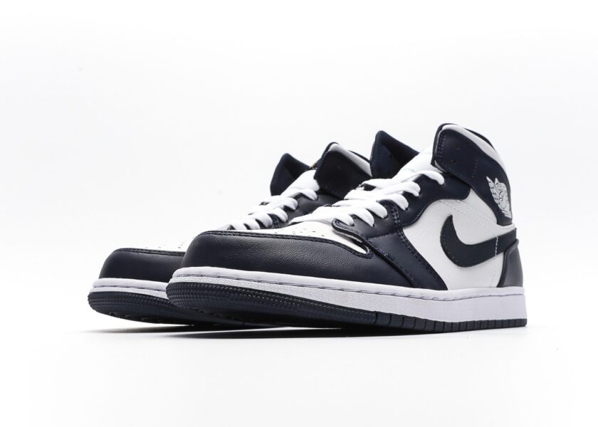 Air Jordan 1 Mid White Metallic Gold Obsidian - Image 5