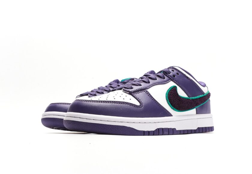 Dunk Low Chenille Swoosh Purple White - Image 5