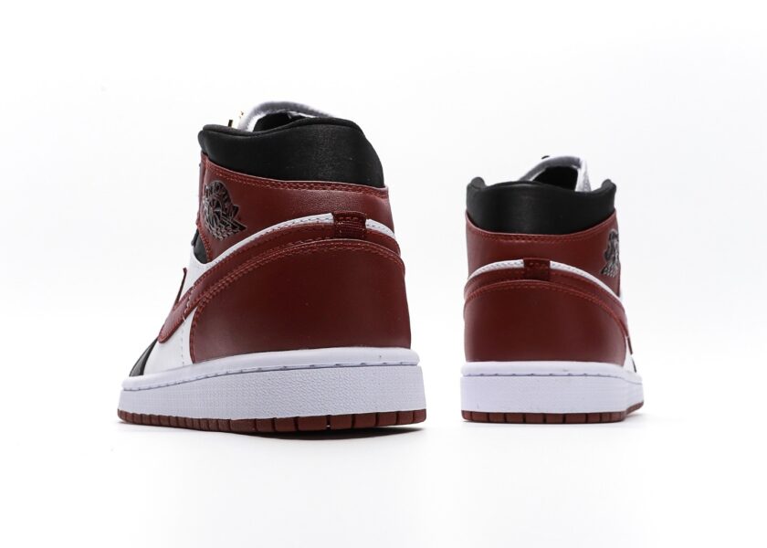 Air Jordan 1 Mid WMNS Maroon Black Gold - Image 6