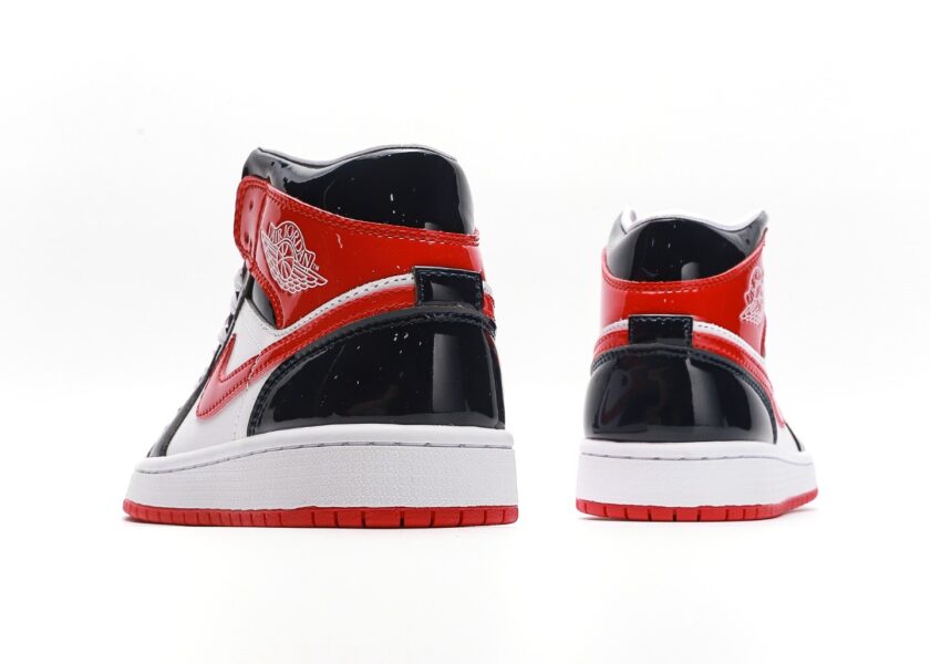 Air Jordan 1 Mid Patent Leather Navy Orange - Image 6