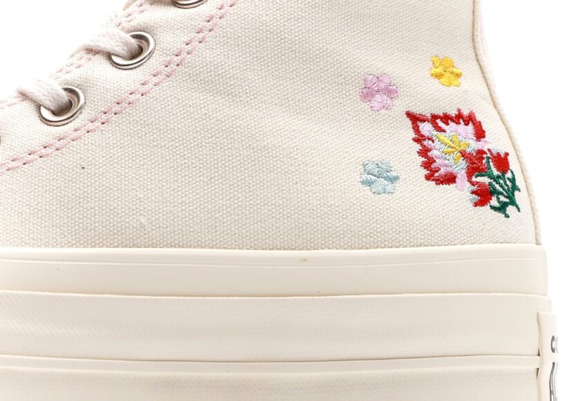 Chuck Taylor All Star Lift Platform High 'Floral Embroidery Egret' - Image 7