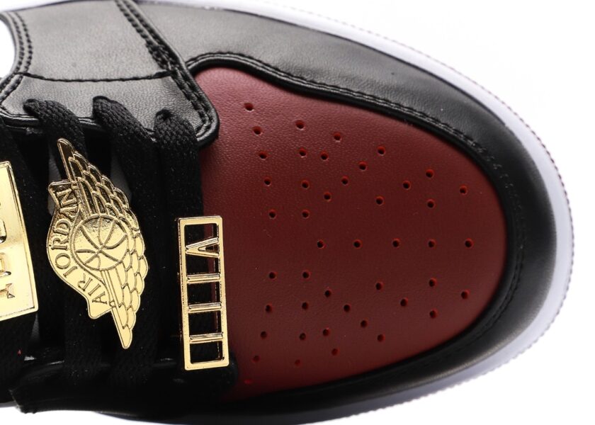 Air Jordan 1 Mid WMNS Maroon Black Gold - Image 8