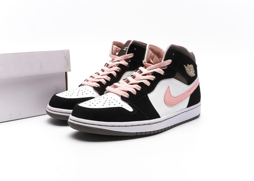 Air Jordan 1 Mid White Black Pink - Image 9