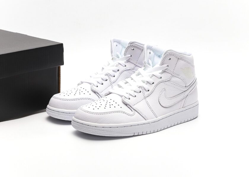 Air Jordan 1 Mid Triple White - Image 9