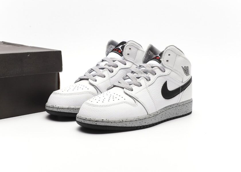 Air Jordan 1 Mid White Cement - Image 9