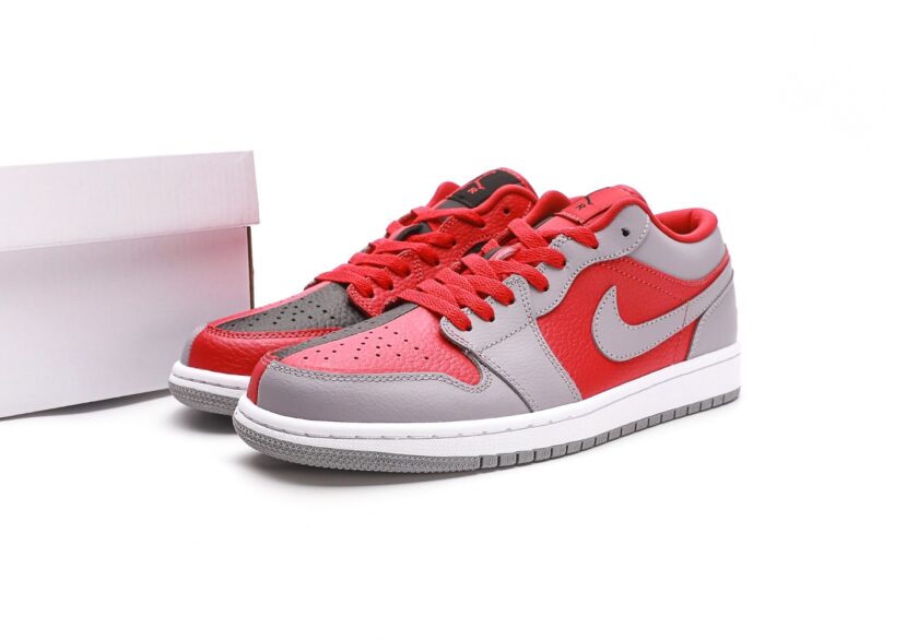 Air Jordan 1 Low SE Split Gym Red Cement Grey Black - Image 9