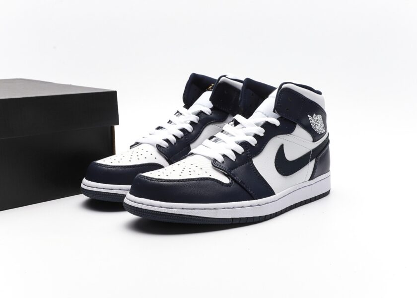 Air Jordan 1 Mid White Metallic Gold Obsidian - Image 9