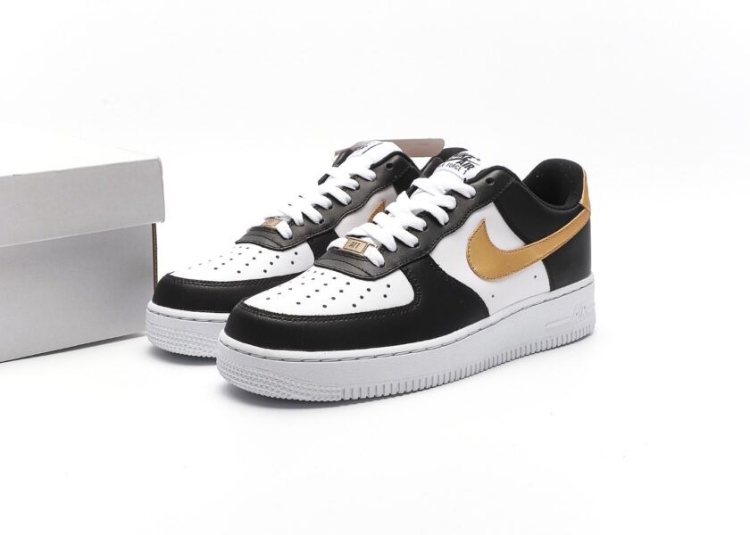 Air Force 1 Low Black White Metallic Gold - Image 9