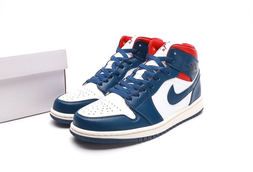 Air Jordan 1 Mid French Blue Gym Red - Image 9