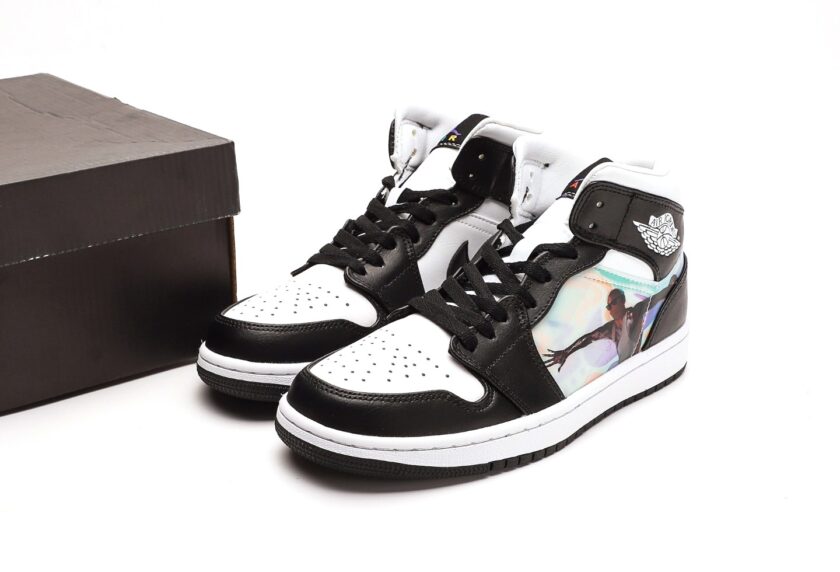 Air Jordan 1 Mid Hologram Black White - Image 9